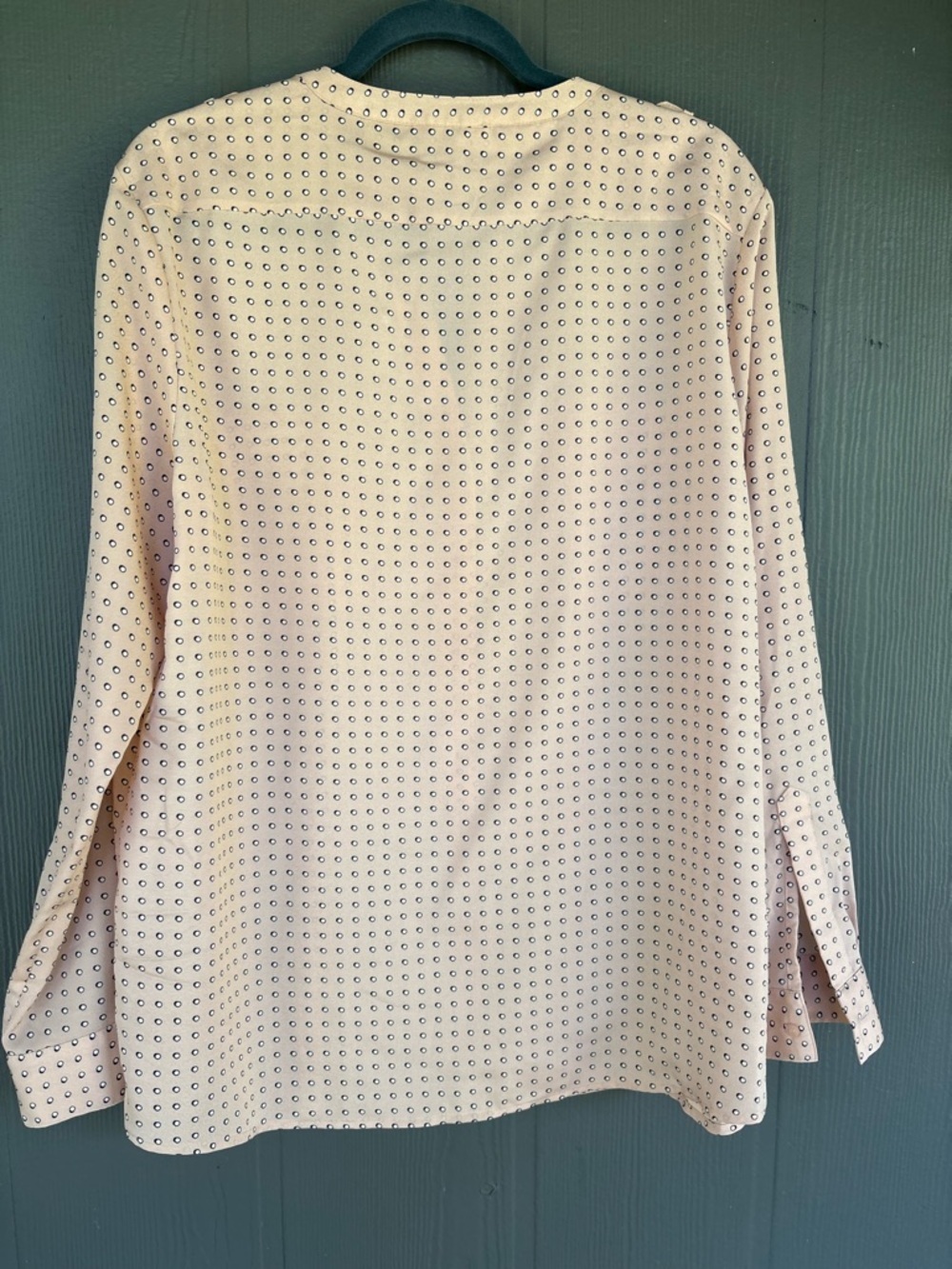 Calvin Klein Peach Dot-Print Long-Sleeve Blouse - Picture 6 of 9